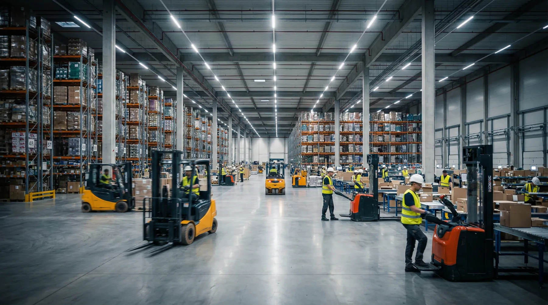 Commercial and Industrial warehouse with electric forklifts